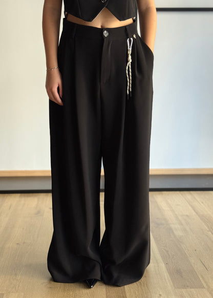 Coordinato gilet e pantalone palazzo in tessuto fluido -PHILIALOFT