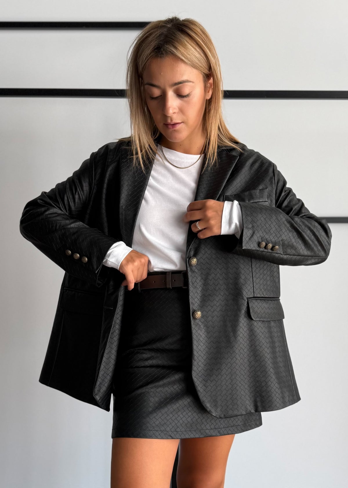 Blazer nero texture rombi - ZAHJR