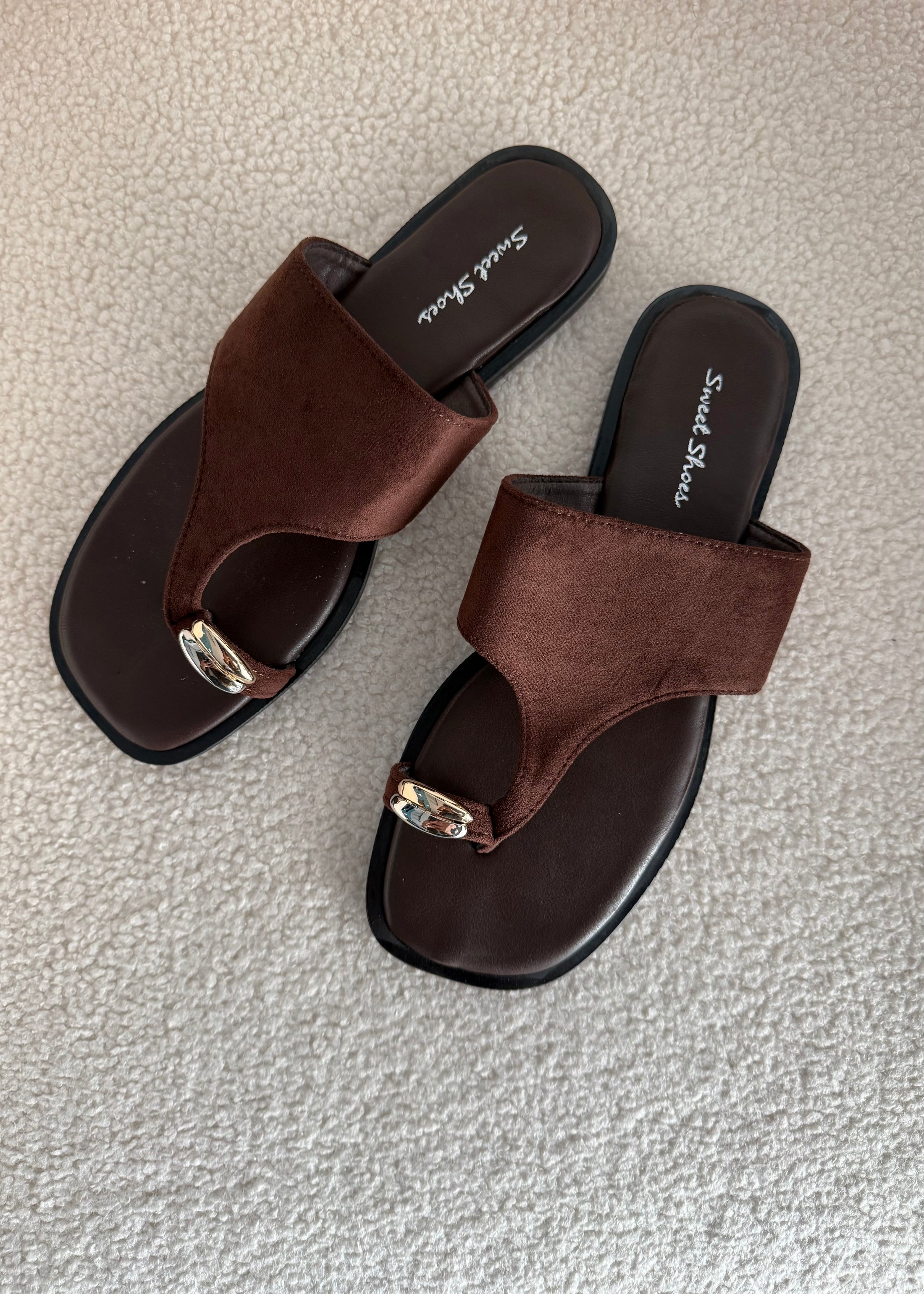 Sandali infradito in suede moro