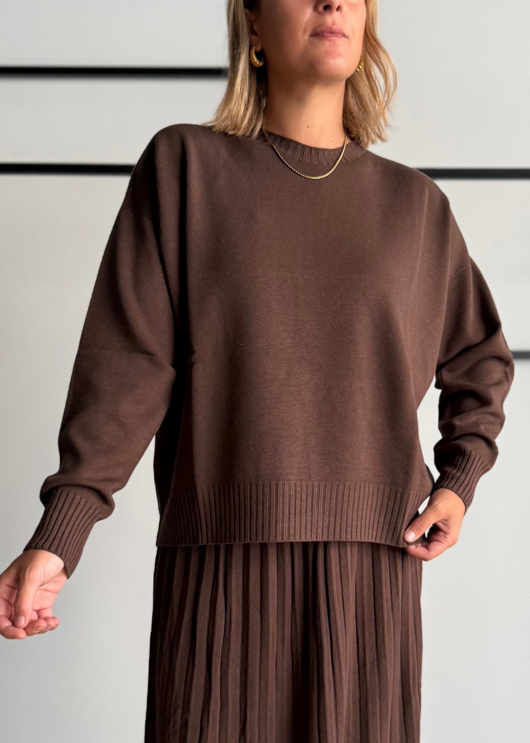 Maglia over girocollo moka - KONTATTO