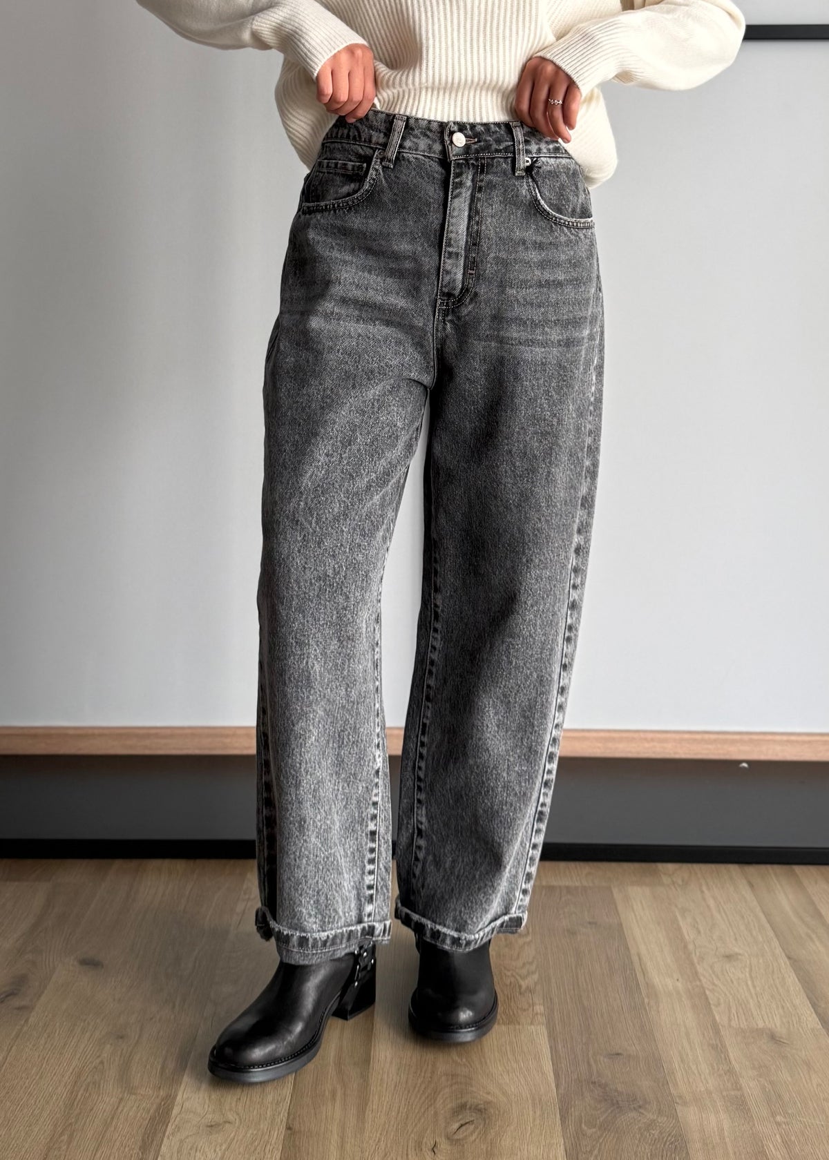 Jeans wide leg grigio washed - PHILIALOFT