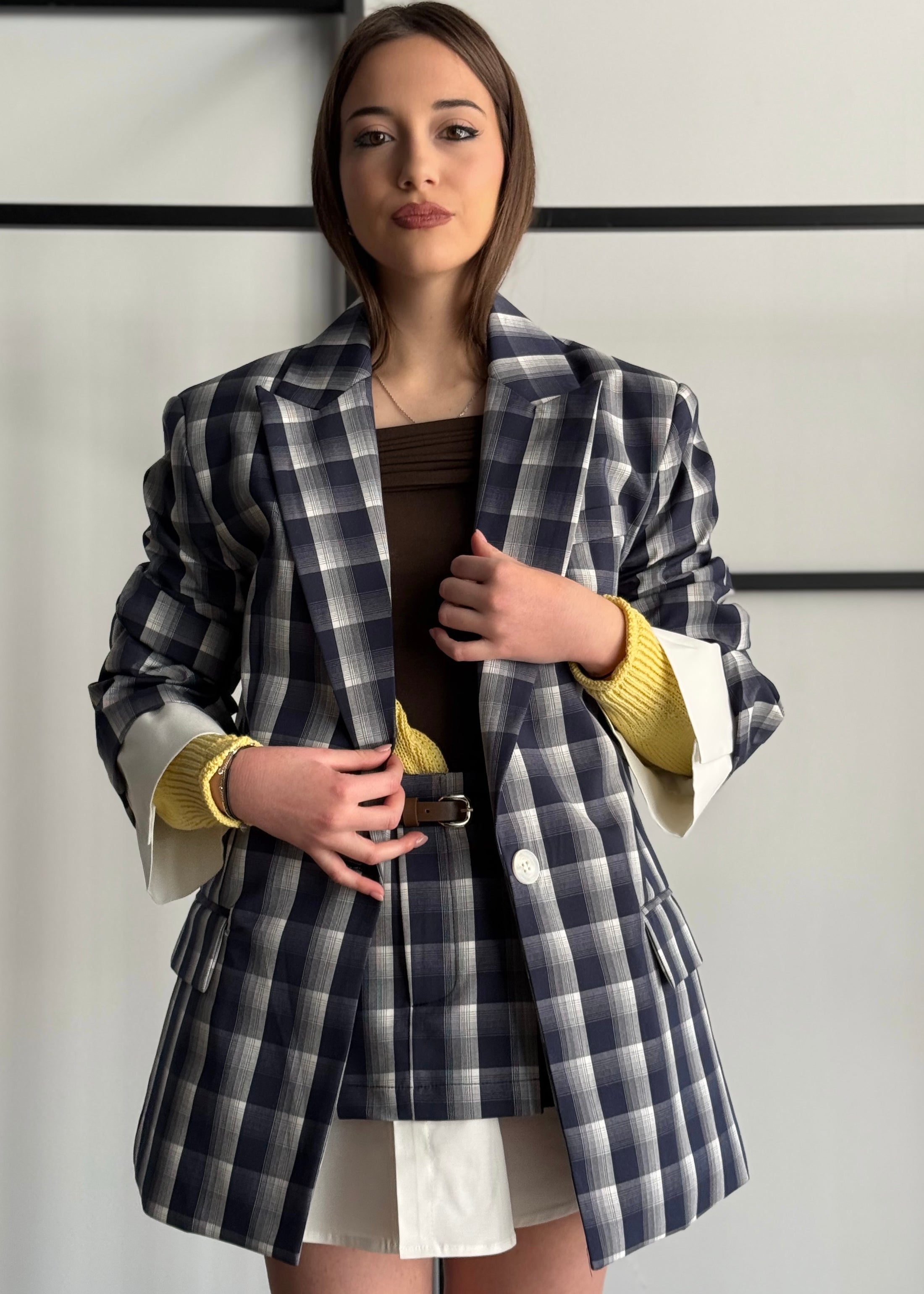 Blazer LUMINA a quadri blu
