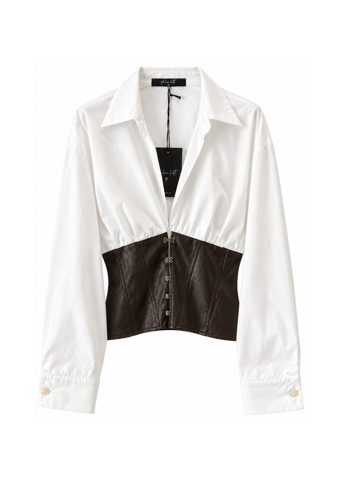 Camicia corsetto in ecopelle moro - PHILIALOFT