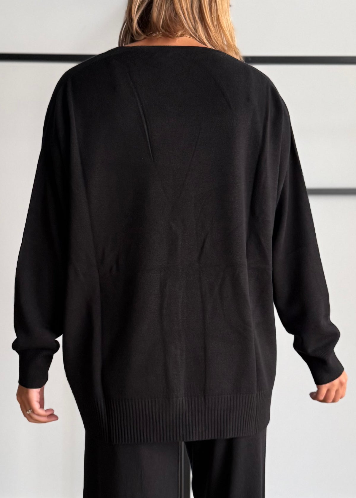 Cardigan over con bottoni nero - KONTATTO