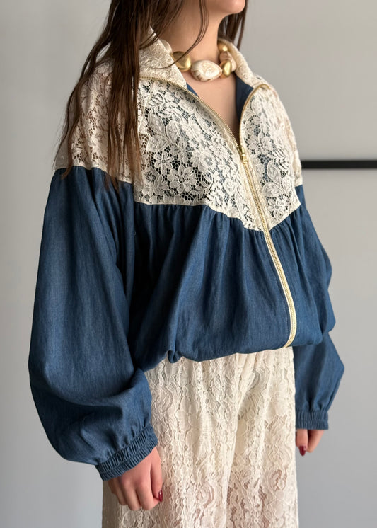 Giacca denim KIKISIX con pizzo