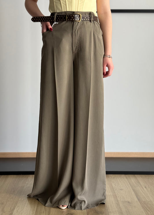 Pantalone palazzo ZAHJR con cintura borchiata