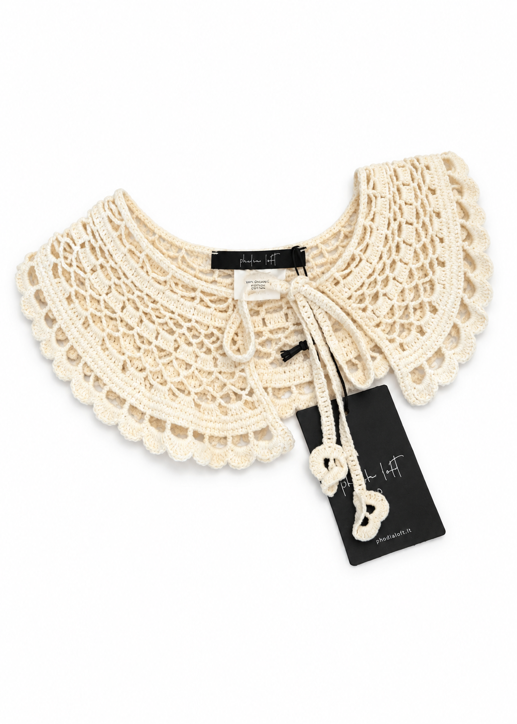 Colletto crochet avorio con fiocco - PHILIALOFT
