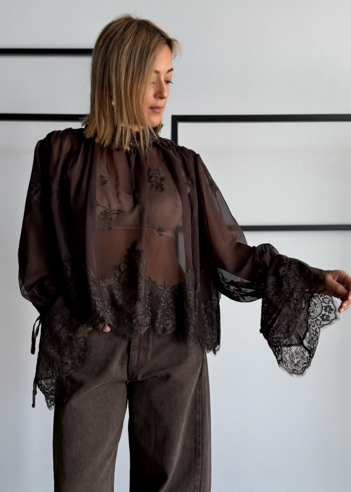 Blusa satin & lace - PHILIALOFT