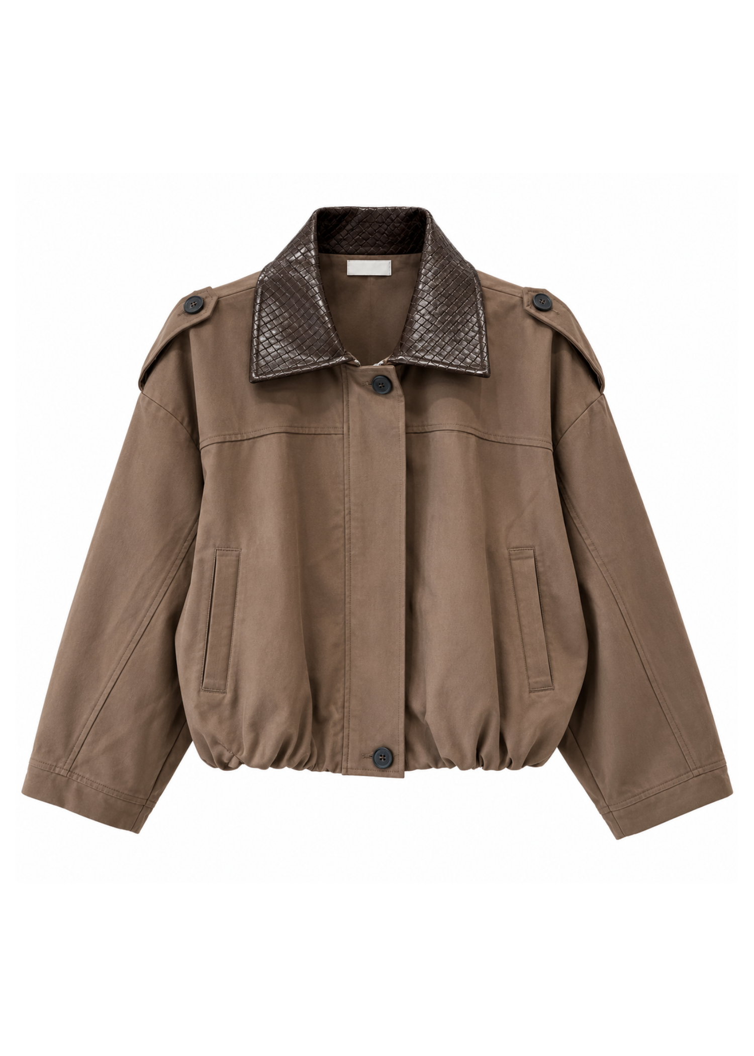 Giacca Bomber taupe con Collo in Ecopelle