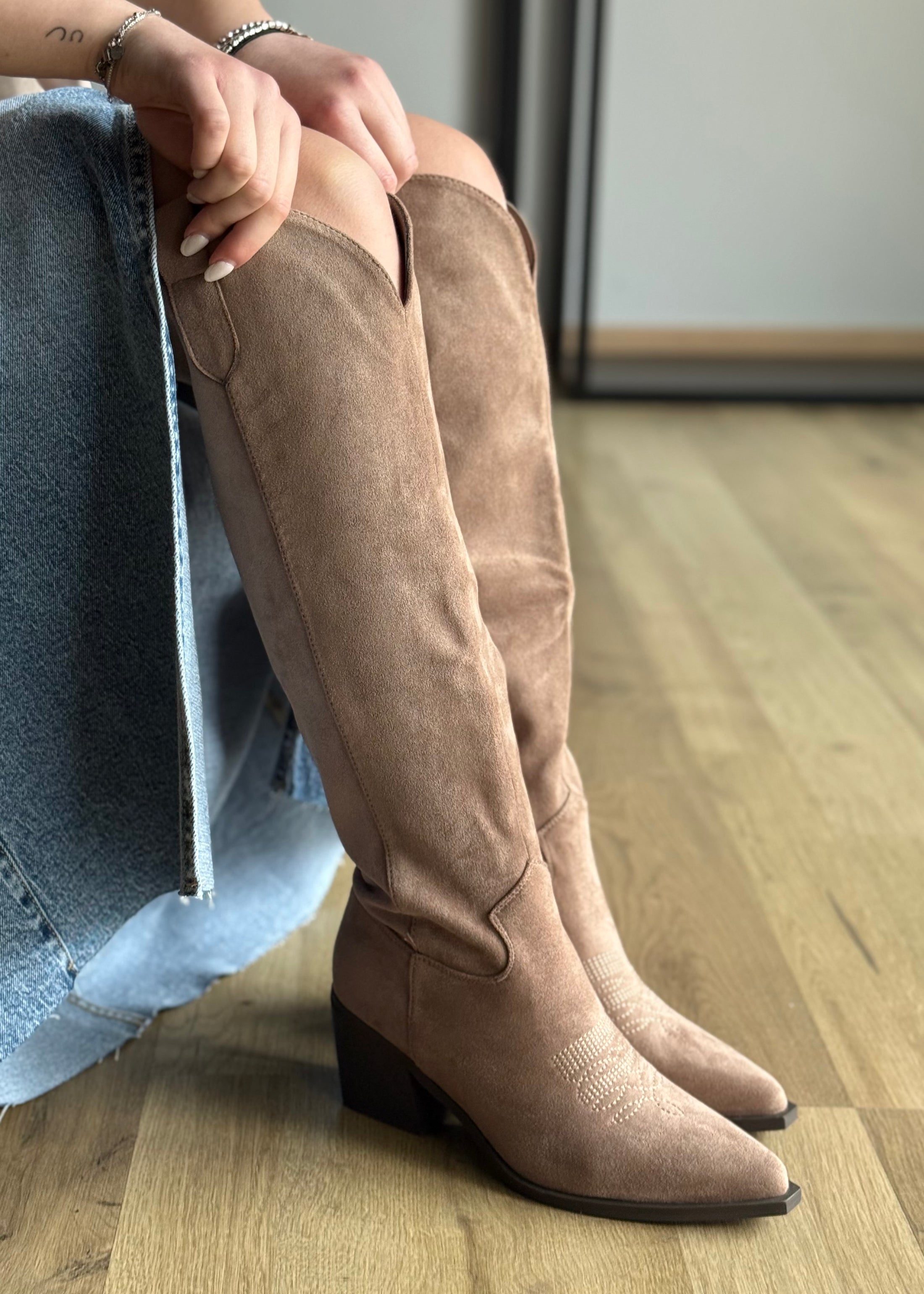 Stivali texani THEVICE in suede taupe