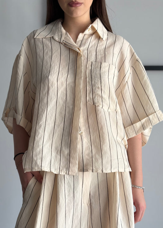 Camicia PHILIALOFT over rigata panna e moro