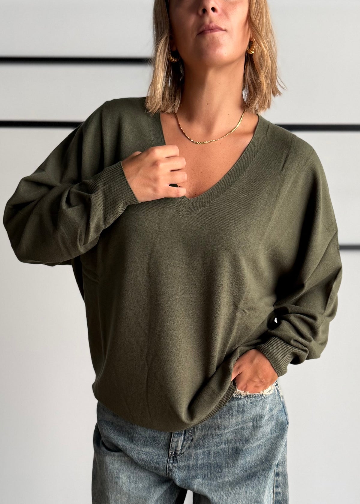 Maglia over militare scollo a V - KONTATTO