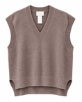 Carica l'immagine nel visualizzatore della galleria, Gilet in maglia con scollo V tortora - ZAHJR
