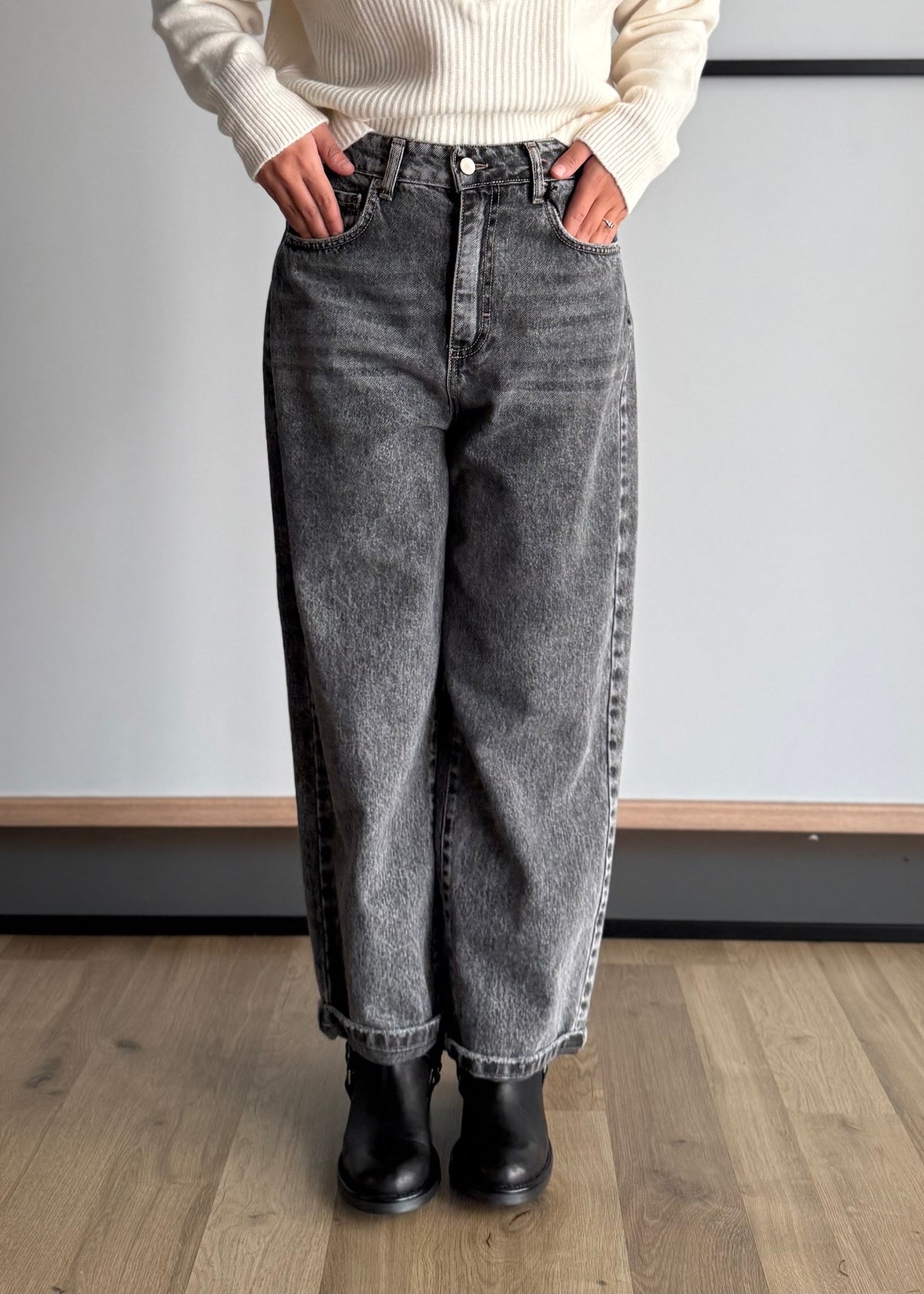 Jeans wide leg grigio washed - PHILIALOFT