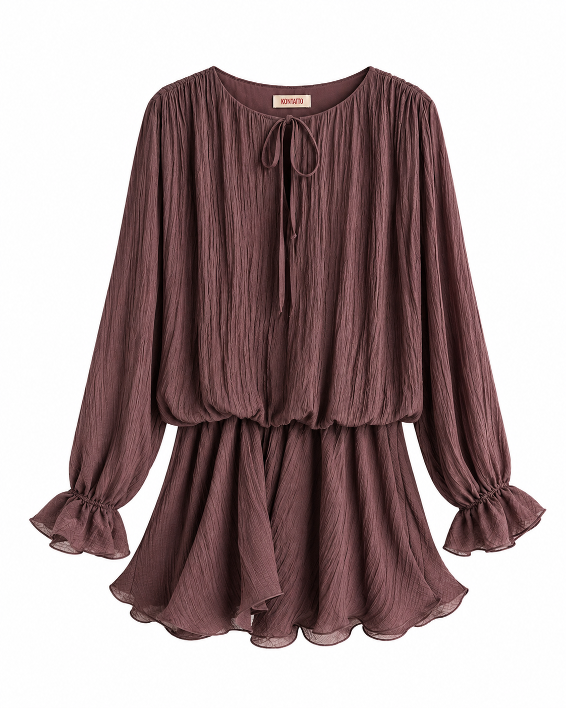 Vestito cioccolato con balze - KONTATTO