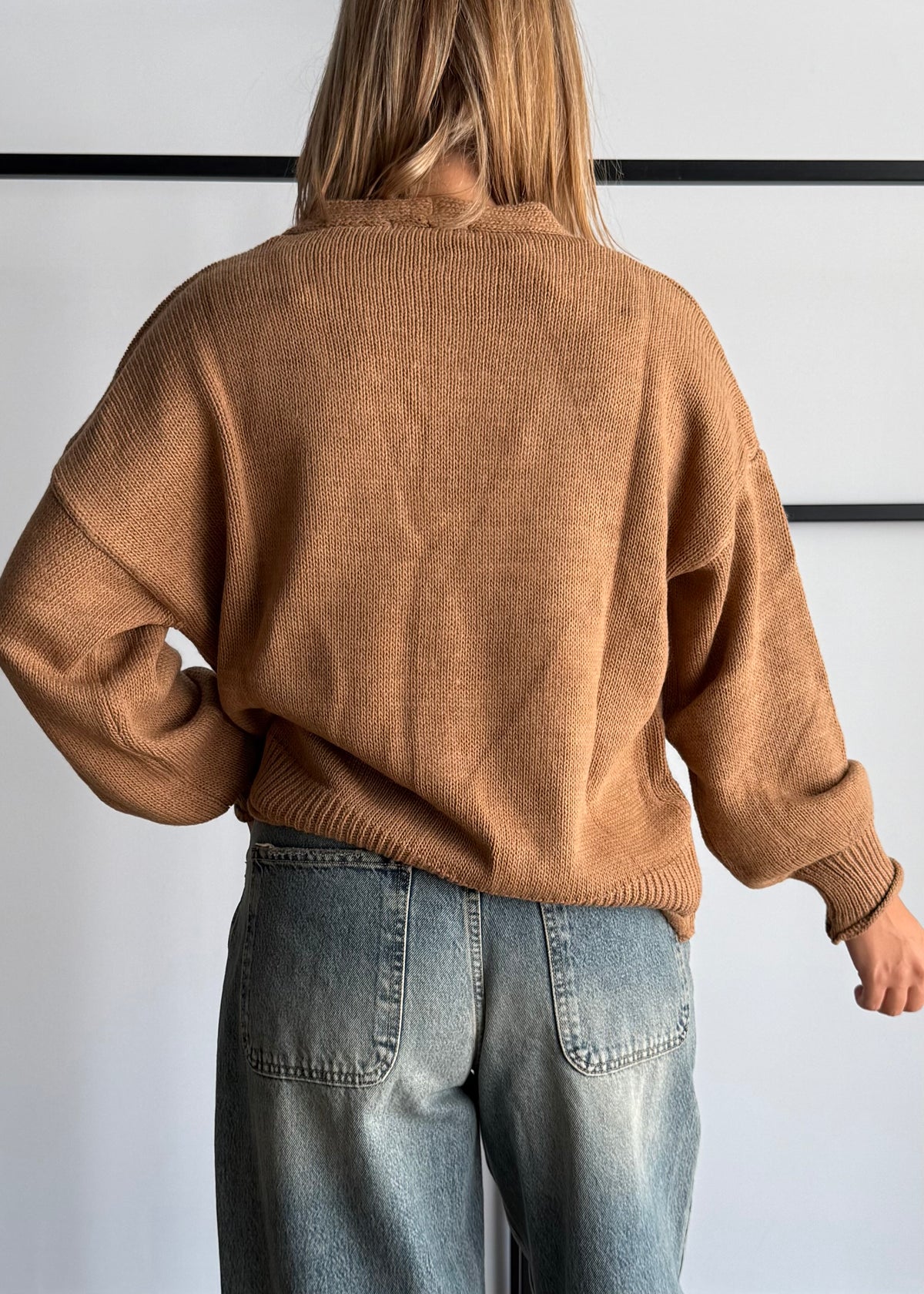 Cardigan over camel con tasche - ZAHJR
