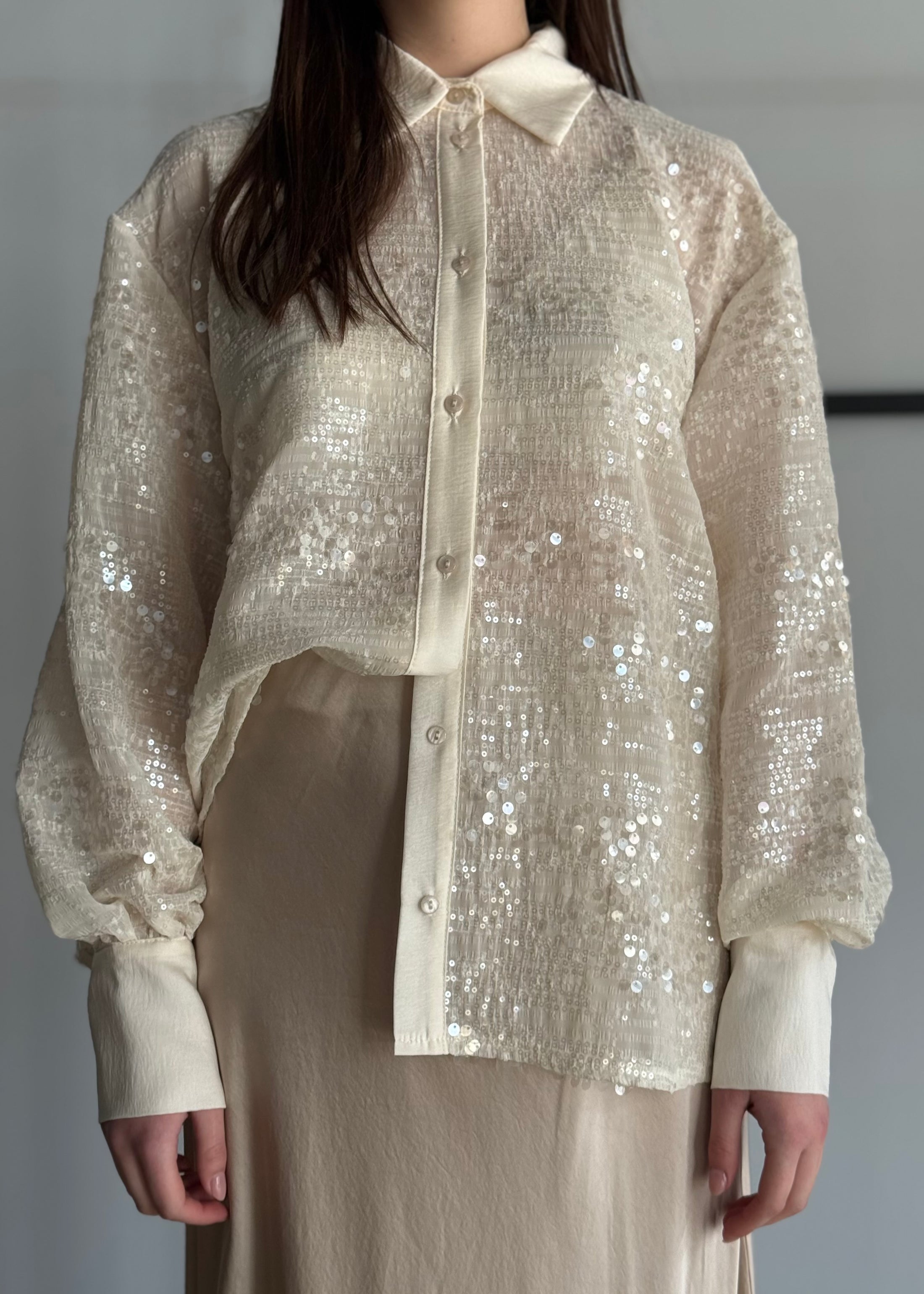 Camicia ZAHJR con paillettes latte