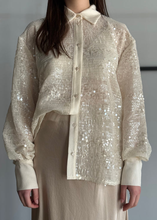 Camicia ZAHJR con paillettes latte