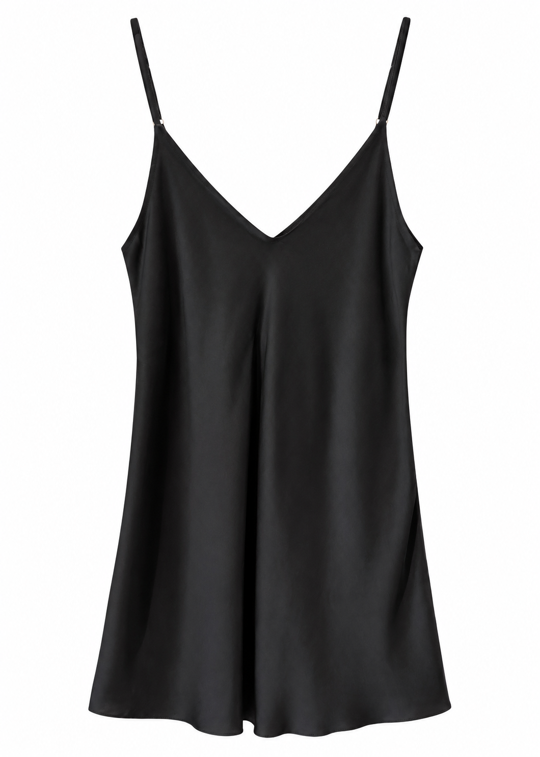 Top satinato nero con spalline regolabili