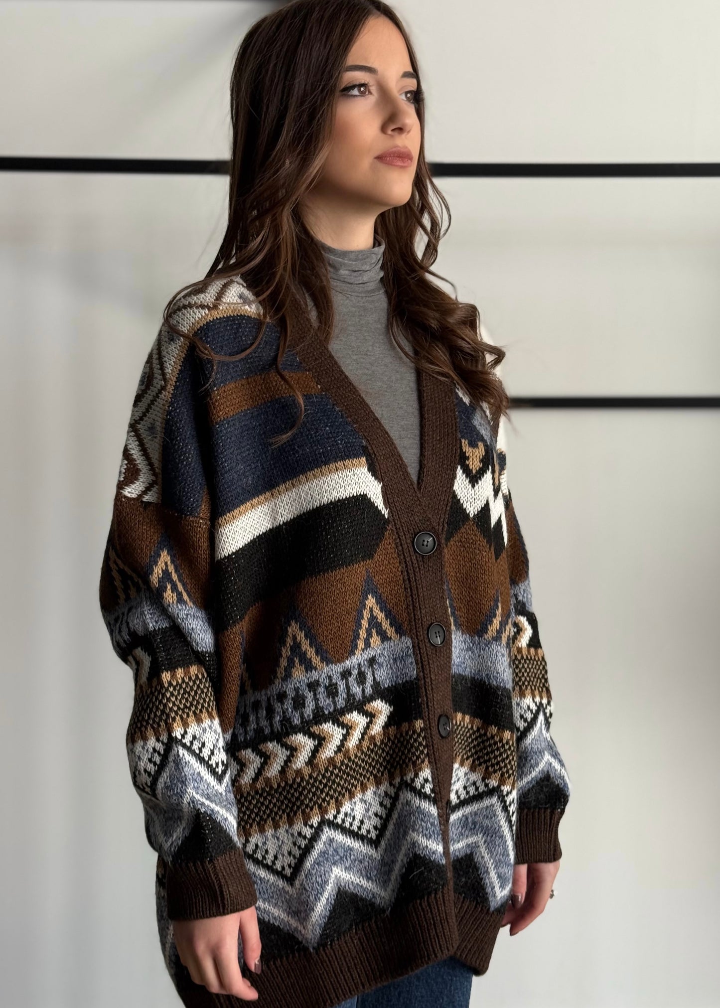 Cardigan ZAHJR jacquard oversize