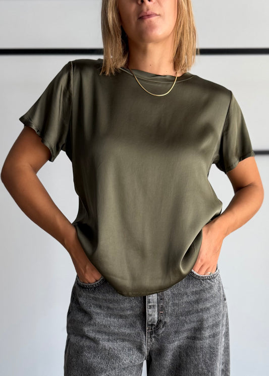 T-shirt militare in satin - ZAHJR