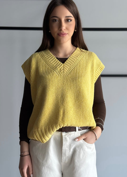 Gilet ZAHJR in maglia giallo