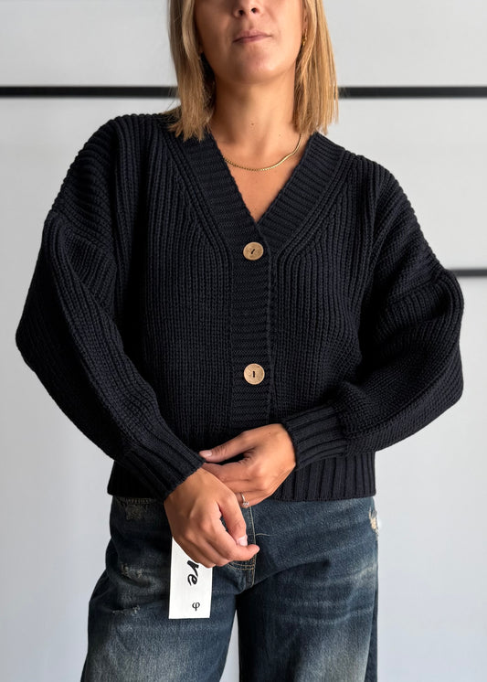 Cardigan chunky blu con bottoni - ZAHJR