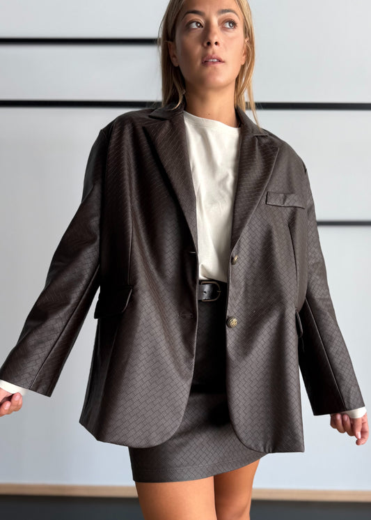 Blazer cioccolato texture rombi - ZAHJR