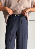 Carica l'immagine nel visualizzatore della galleria, Pantalone blu palazzo con cintura - ZAHJR
