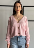 Carica l'immagine nel visualizzatore della galleria, Cardigan ZAHJR rosa con bottoni in legno

