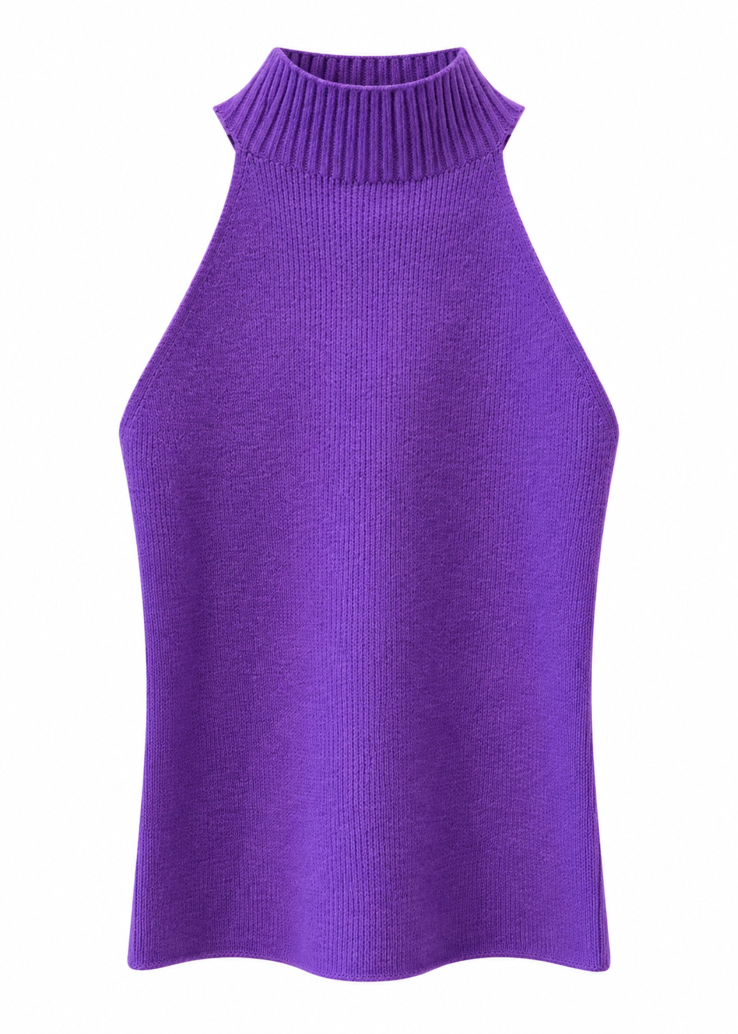 Top in maglia viola scollo america - KONTATTO