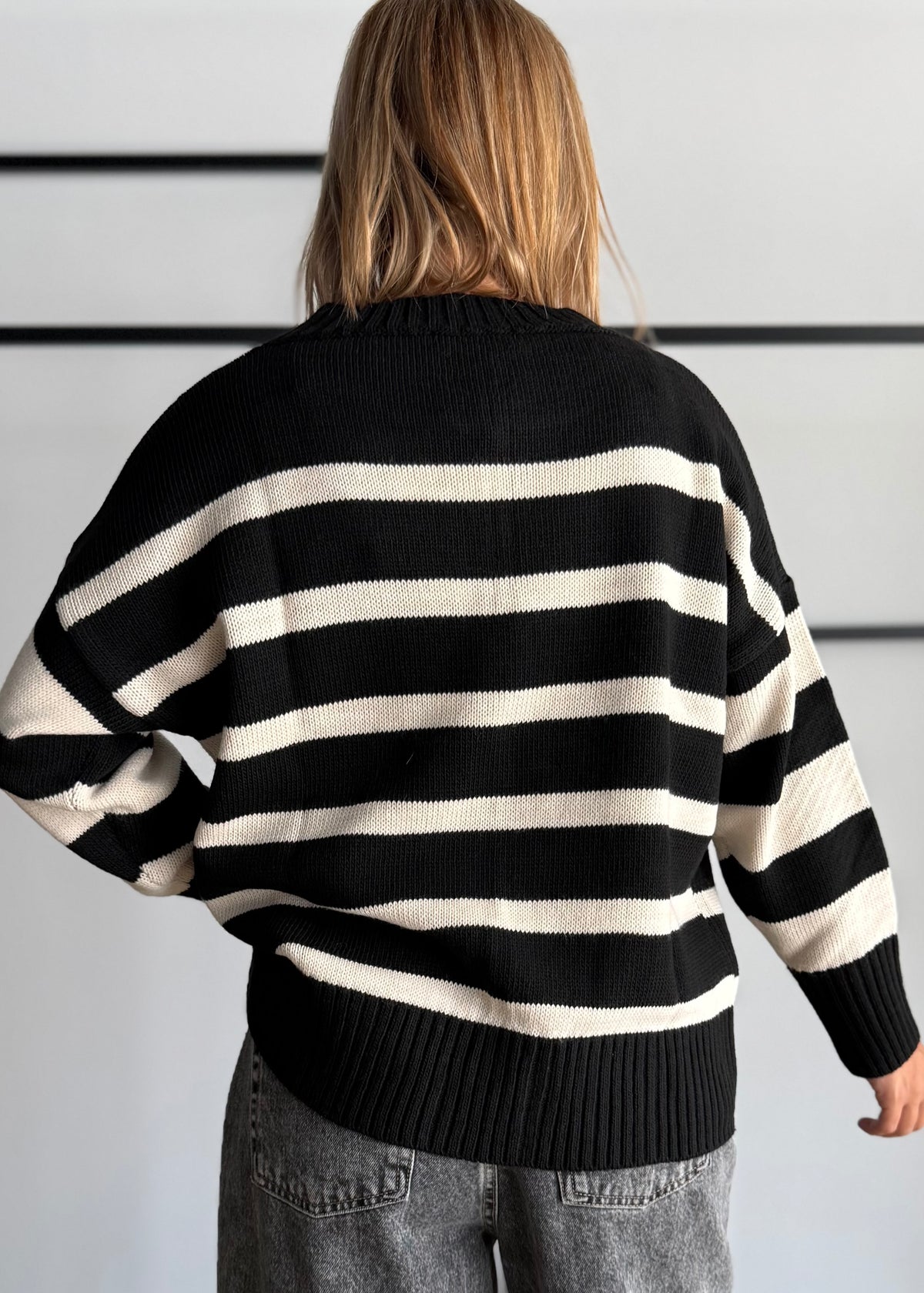 Maglia over a righe nera - ZAHJR