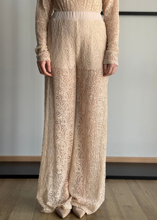 Pantalone ZAHJR in pizzo latte