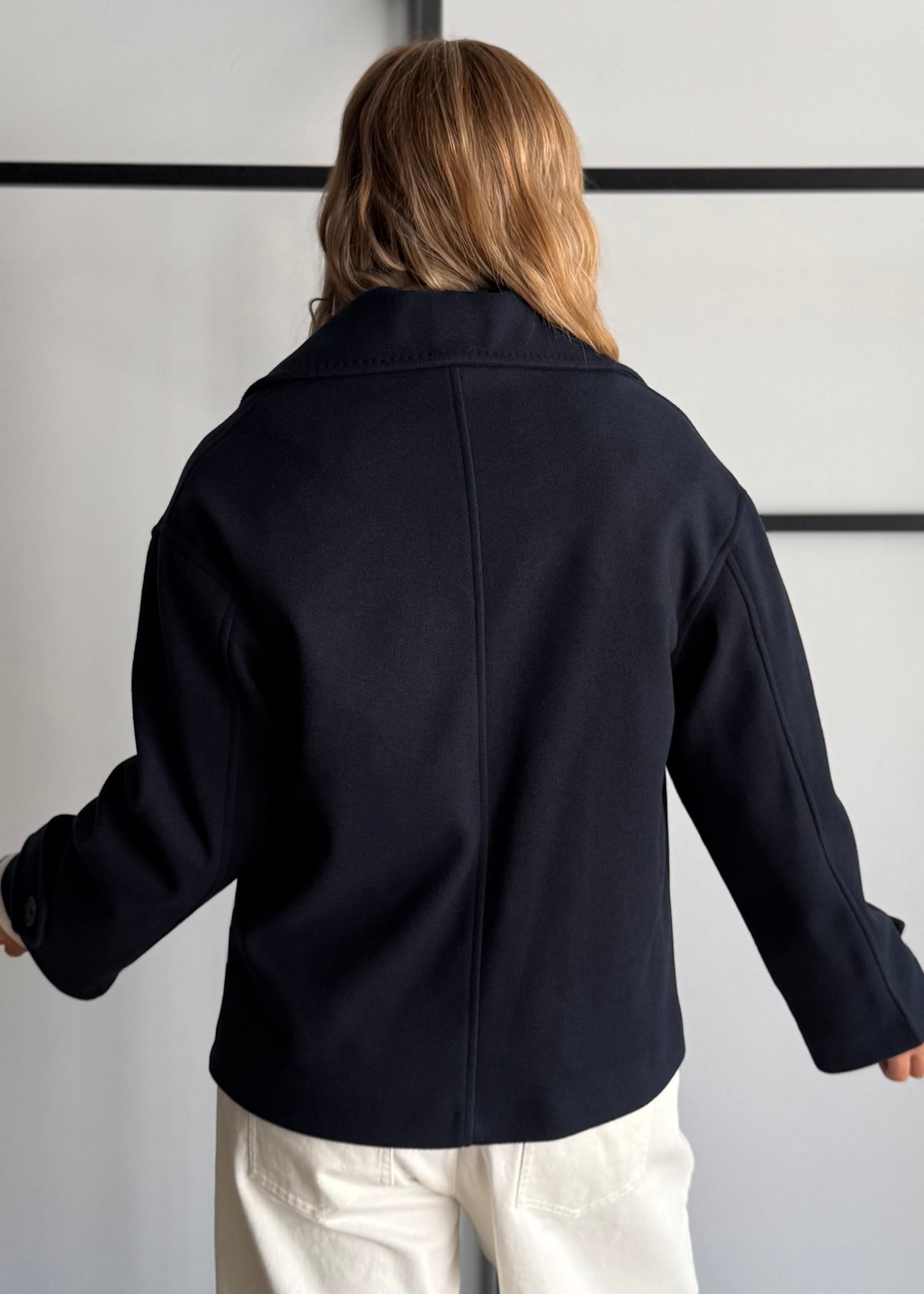 Cappotto doppiopetto blu con maxi revers - ZAHJR