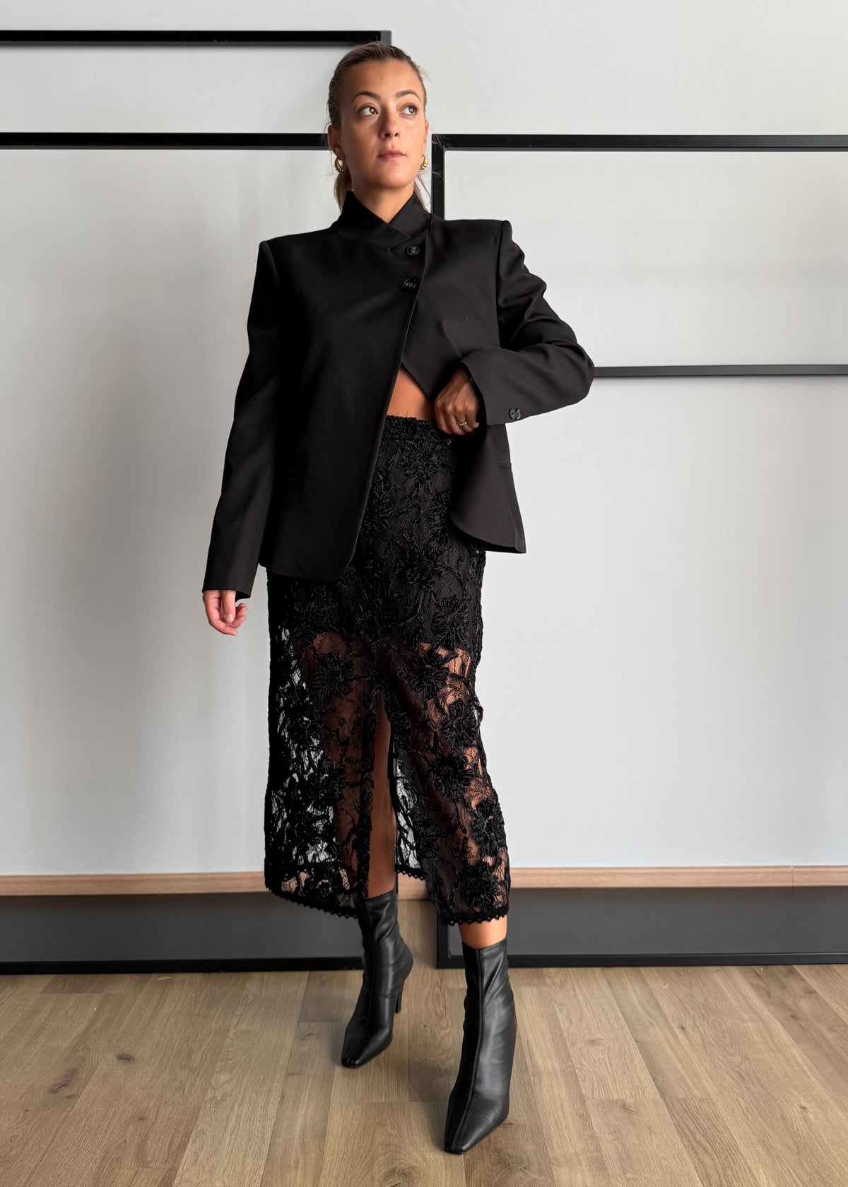 Gonna midi in pizzo ricamato - PHILIALOFT