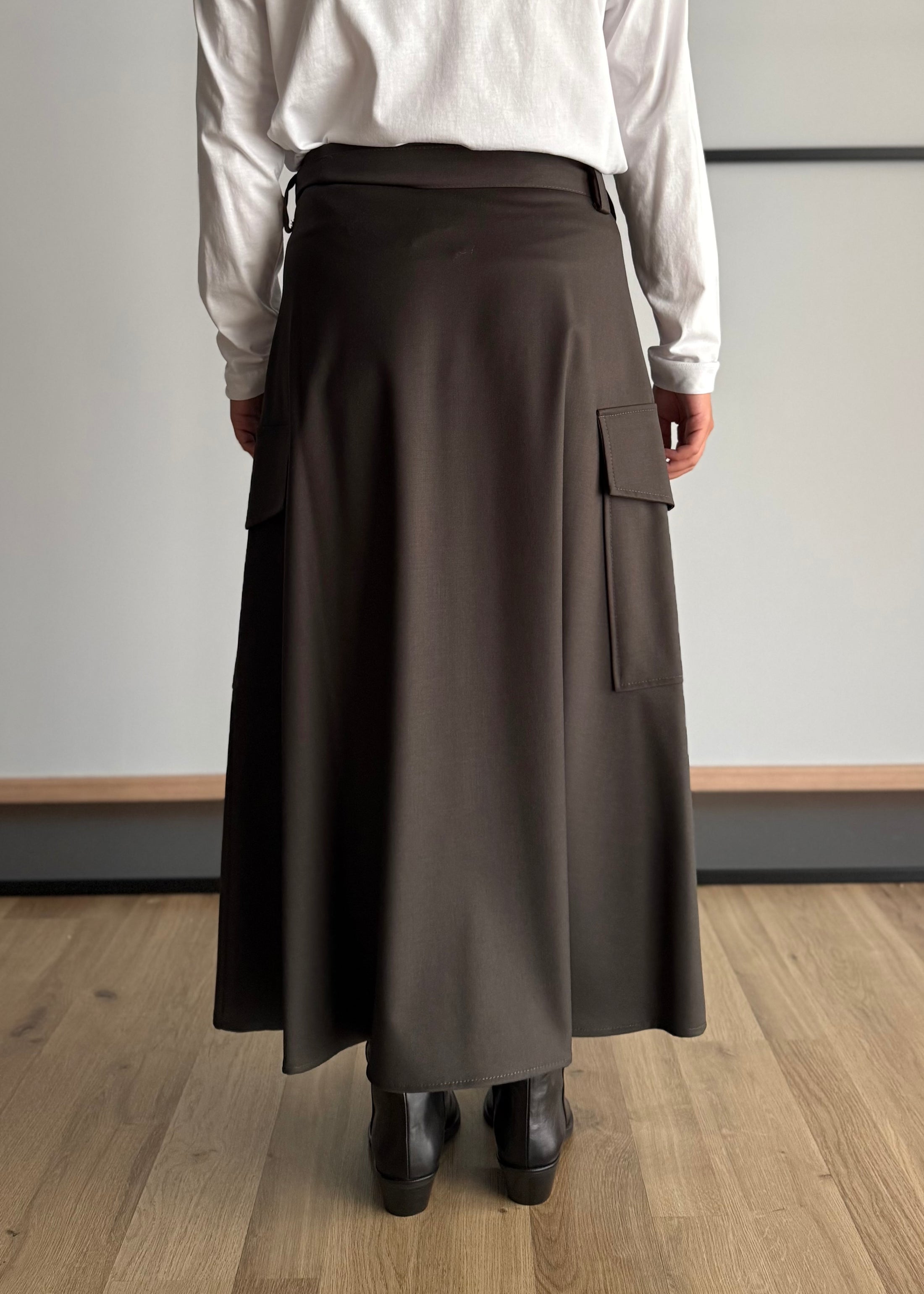 Gonna midi cargo militare con cintura - KONTATTO
