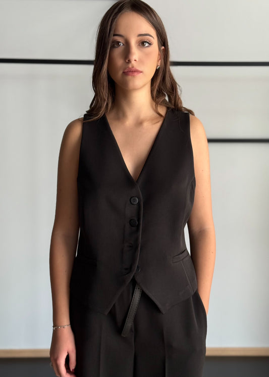Gilet sartoriale nero con bottoni