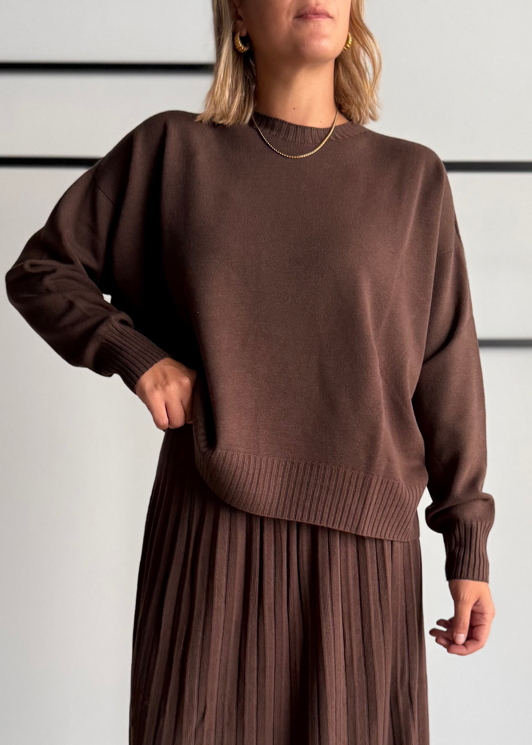 Maglia over girocollo moka - KONTATTO