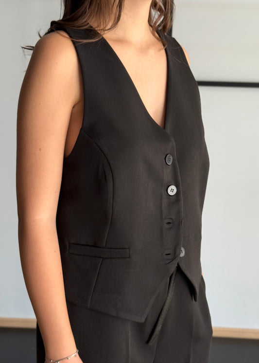Gilet sartoriale nero con bottoni