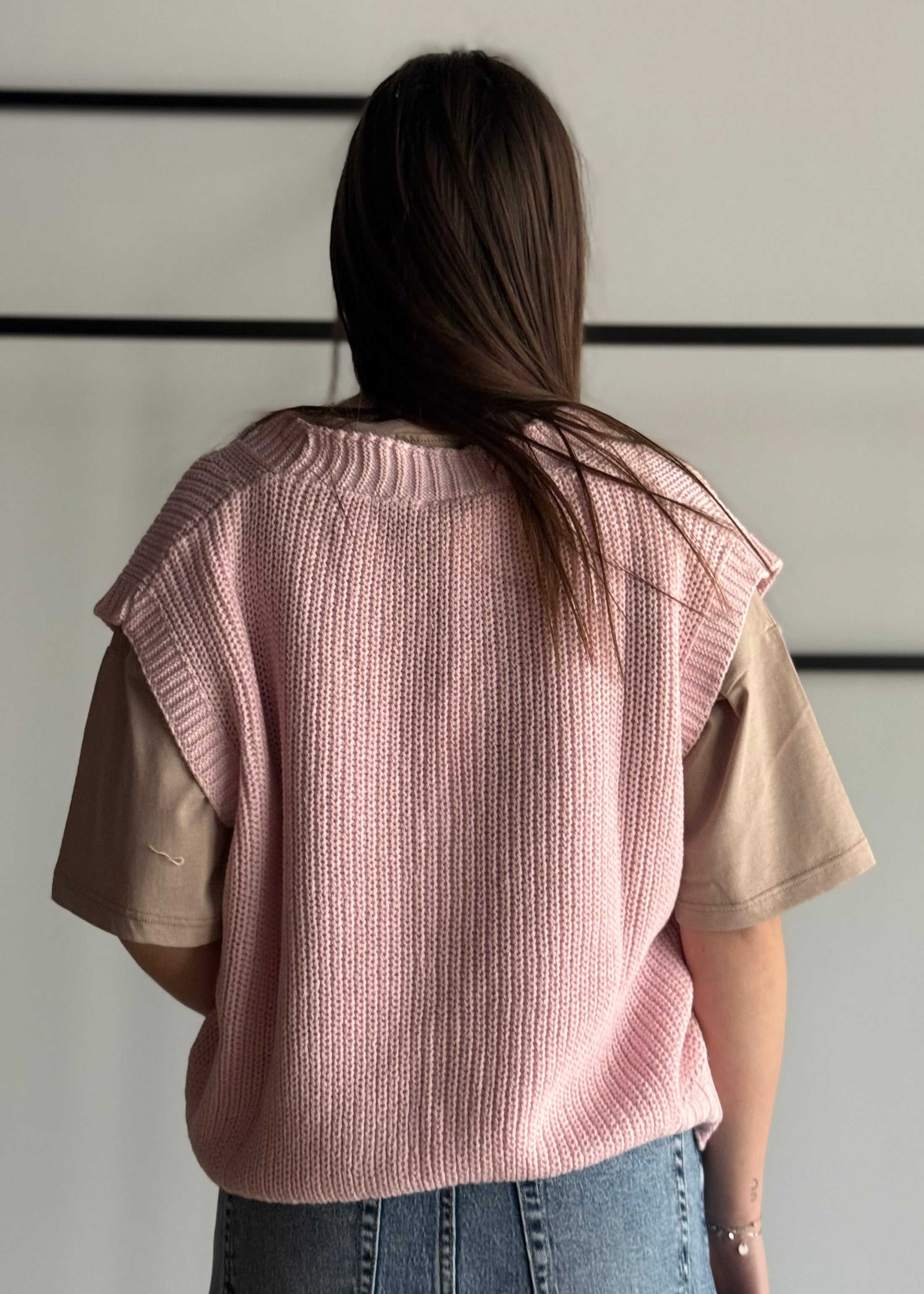 Gilet ZAHJR in maglia con bottoni rosa