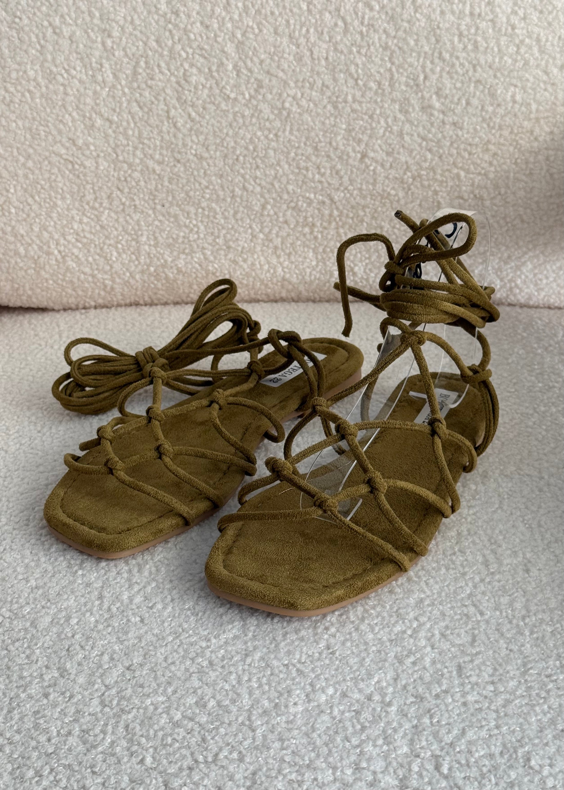 Sandali alla schiava in suede verde oliva