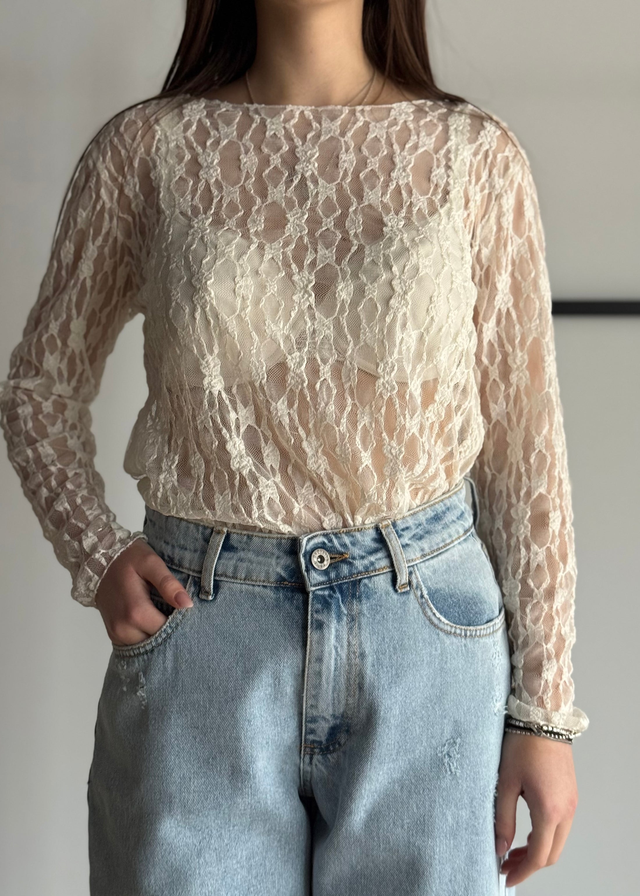 Maglia THEVICE in pizzo crema