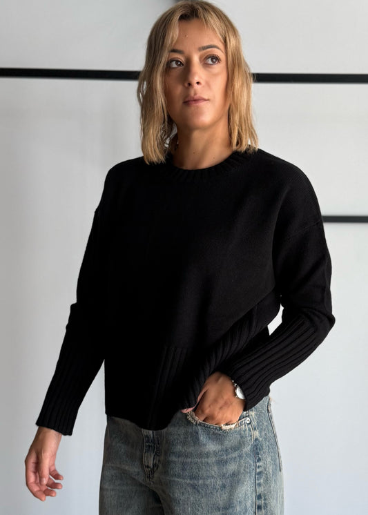 Maglia nero 100% lana - ZAHJR