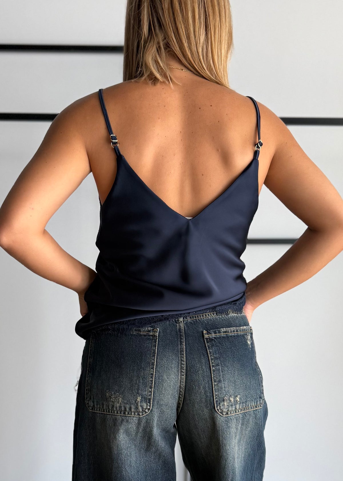 Top lingerie blu con pizzo - ZAHJR
