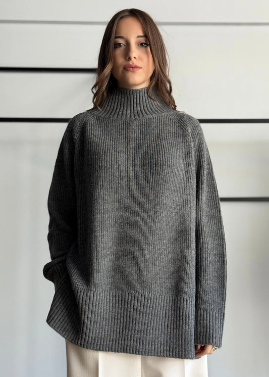 Maglia dolcevita a coste laterali -KONTATTO