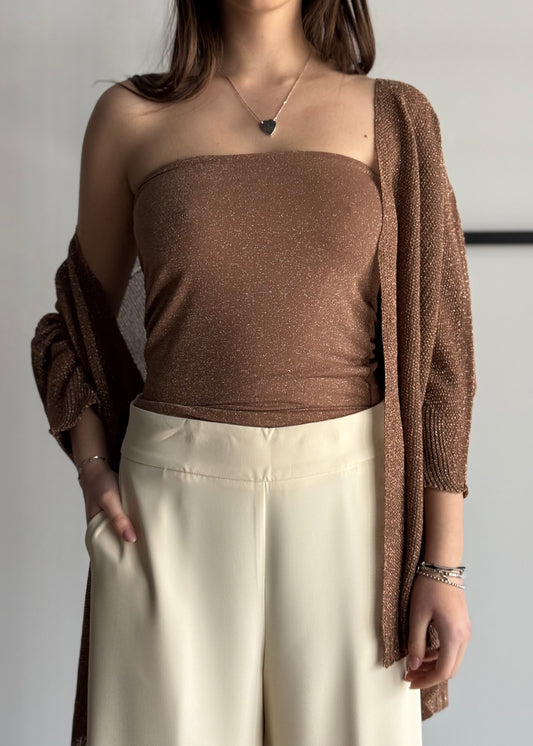 Top ZAHJR in lurex cammello
