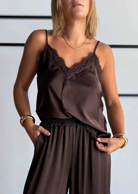 Top lingerie moro con pizzo - ZAHJR