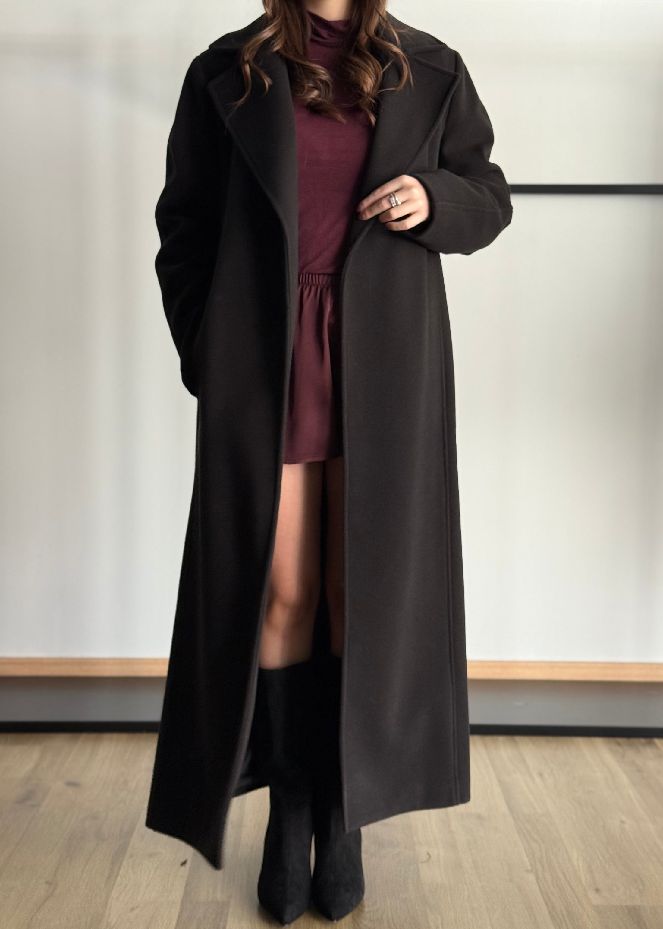 Cappotto lungo ZAHJR con cintura