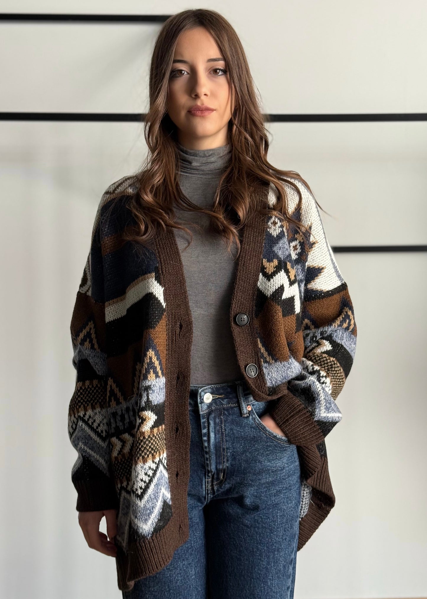 Cardigan ZAHJR jacquard oversize