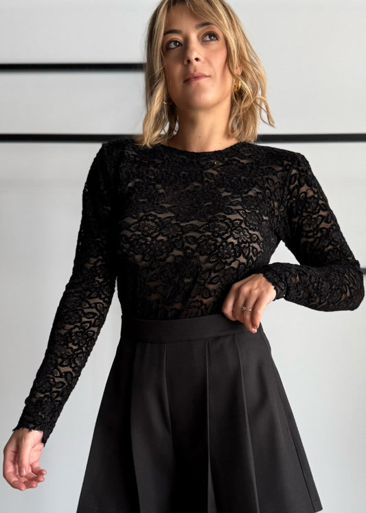 Body in pizzo floreale nero - ZAHJR